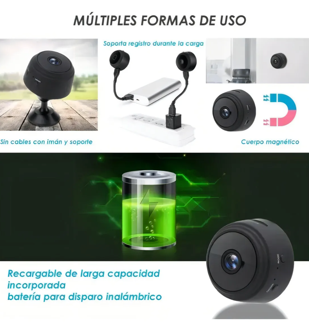 🕵️ (Superoferta) Mini Cámara Espía A9 1080p Wi-Fi
